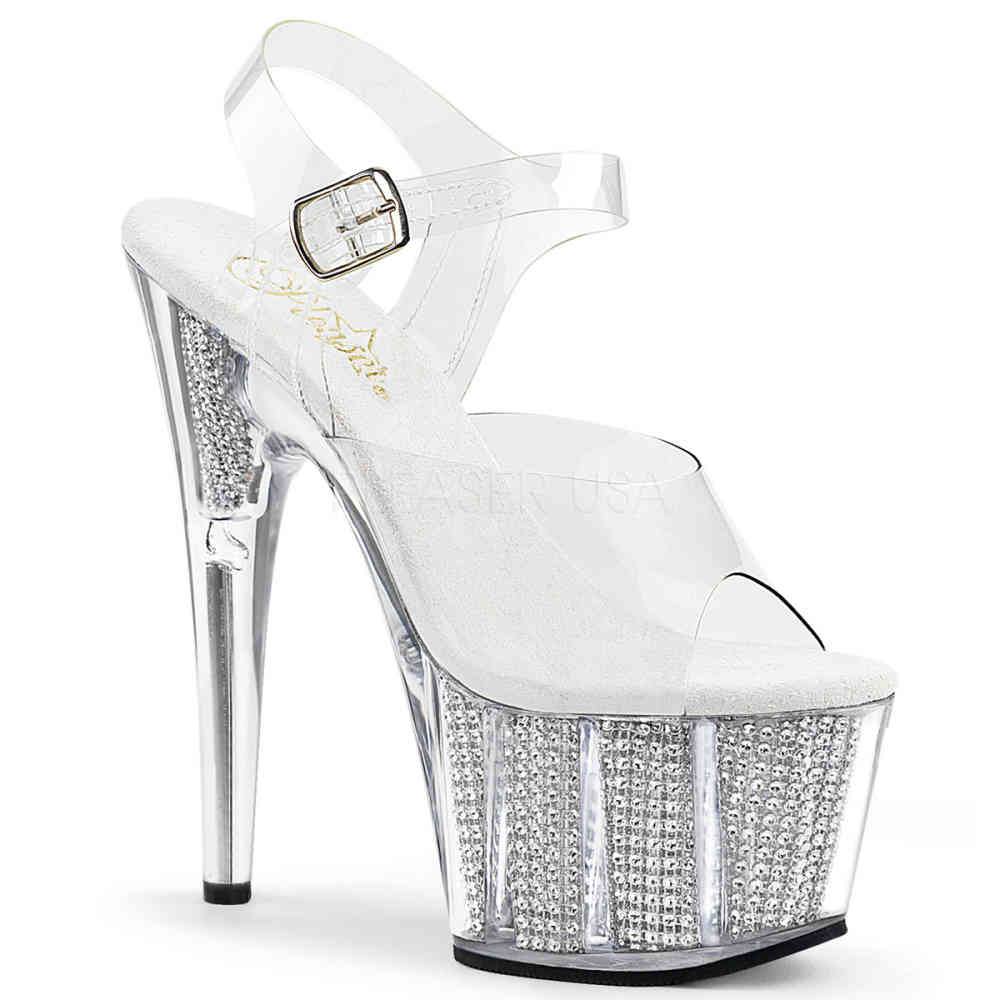 Pleaser - ADORE708SRS Sandale à bride à la cheville, Pole dance chaussures - Chaussures de pole dance - Couleur argent Product image